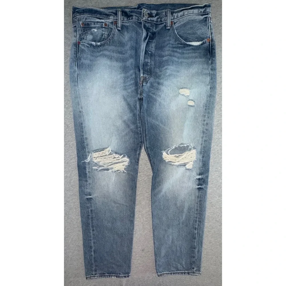 Levis 501 CT Mens Tapered Blue Distressed Jeans Size 36x30 Streetwear Vintage
